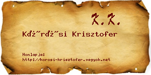 Kőrösi Krisztofer névjegykártya